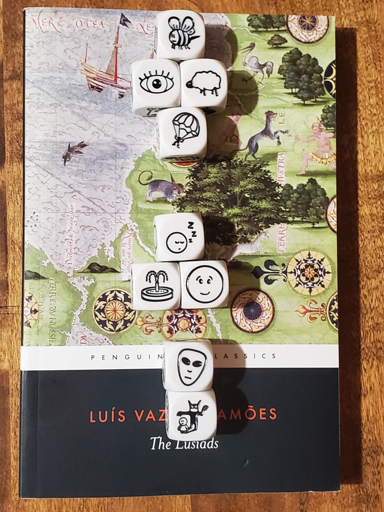 Story Cubes on top of The Lusiads by Luís de Camões (translated by William Atkinson)